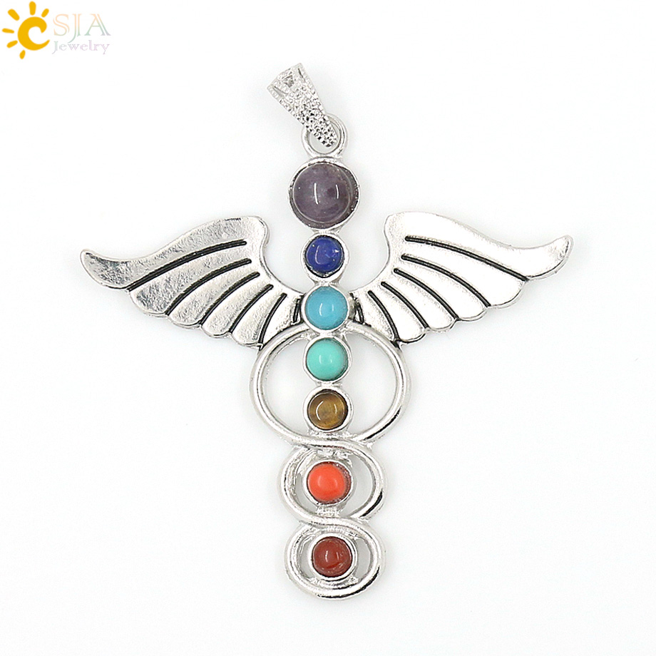 Yoga Health & Fitness Center - CSJA Chakras Natural Stone Crystal Pendant