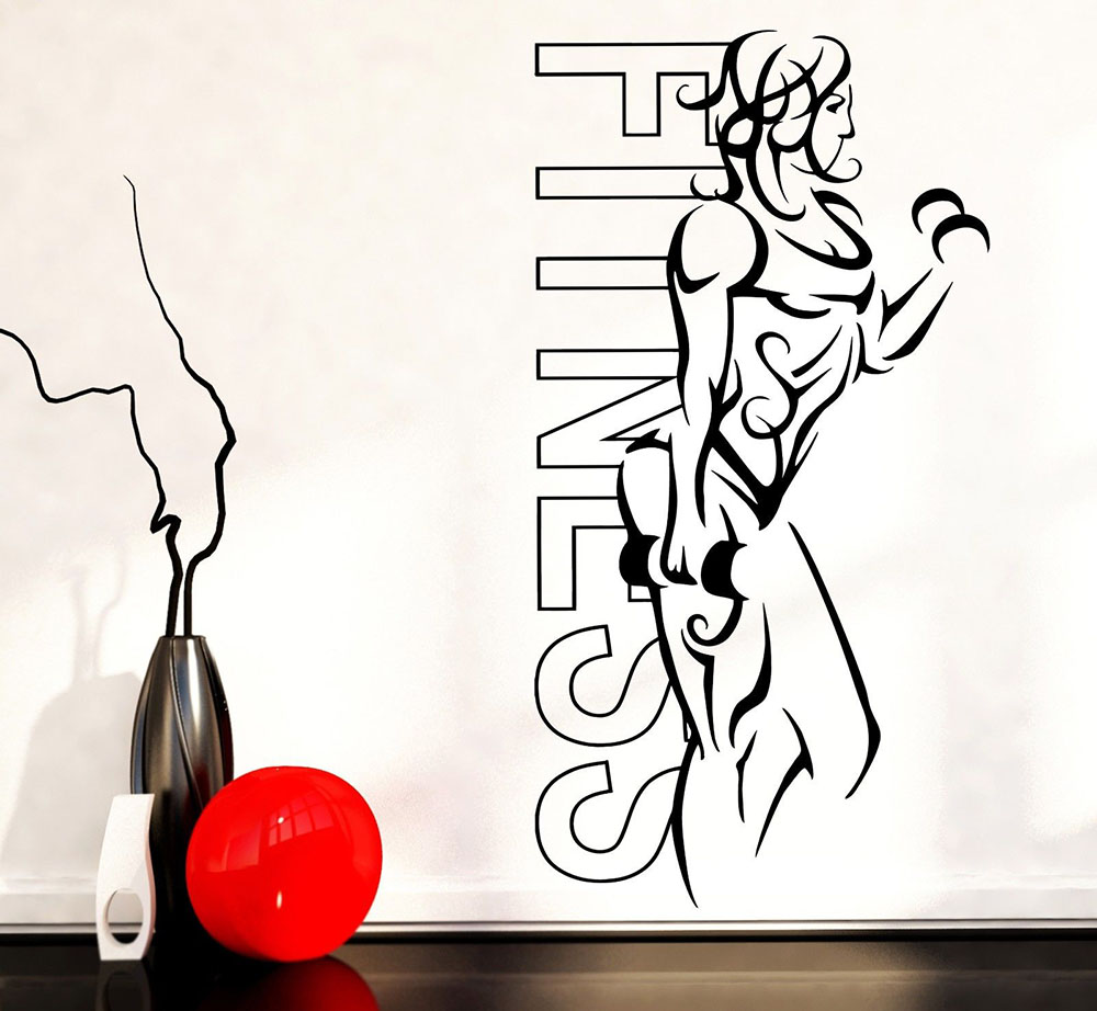 Yoga Health & Fitness Center - Wall Stickers Vinyl Fitness Girl Woman