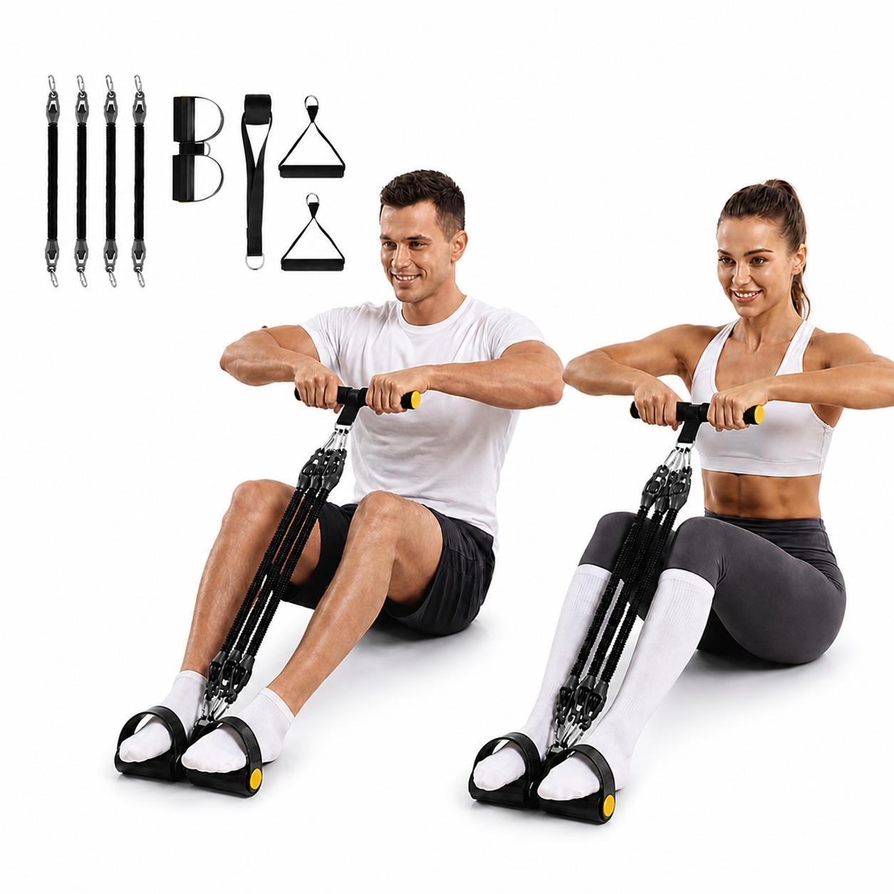 Yoga Pedal Puller Fitness Equipment - Upgraded 4-Tube Foot Pedal Resistance Bands