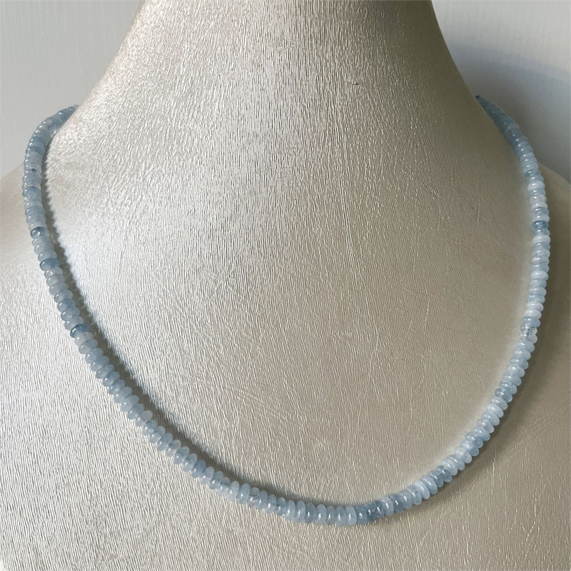 Yoga Health & Fitness Center - 2*4MM Aquamrine Necklace Natural Stone Beads