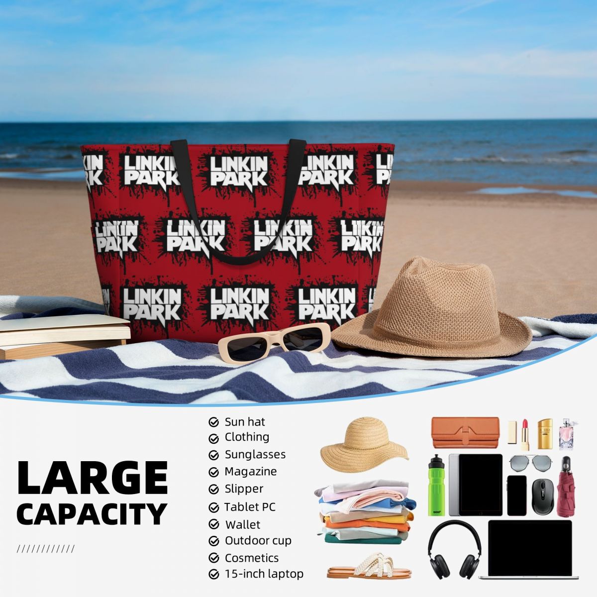 Linkin Park Band Beach Tote Ba - огляд і ціна Yoga Fitness Park